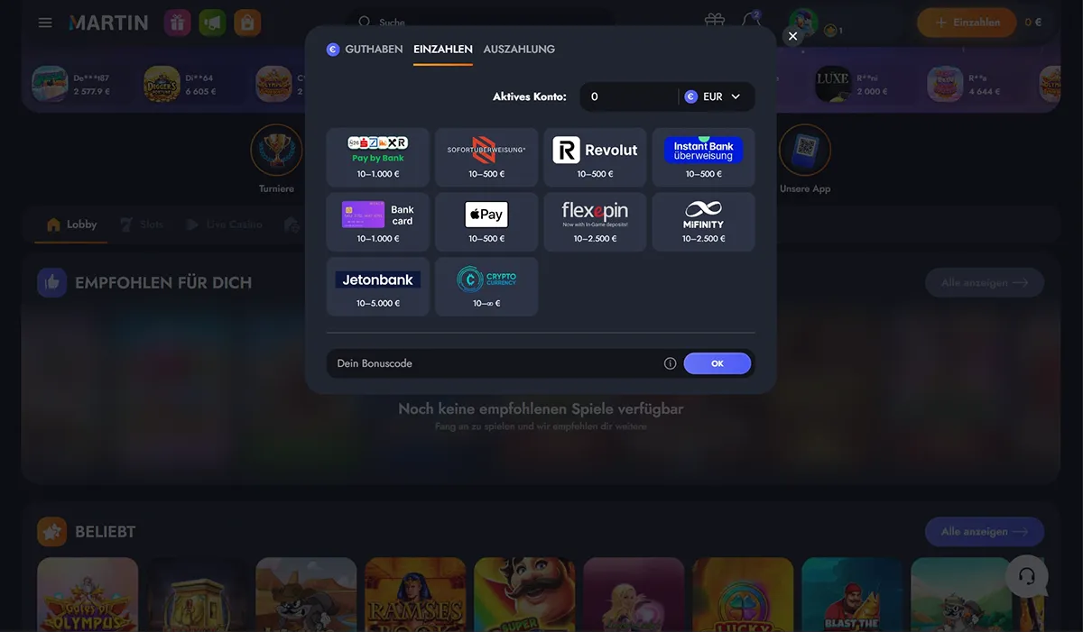 Martin Casino Banking