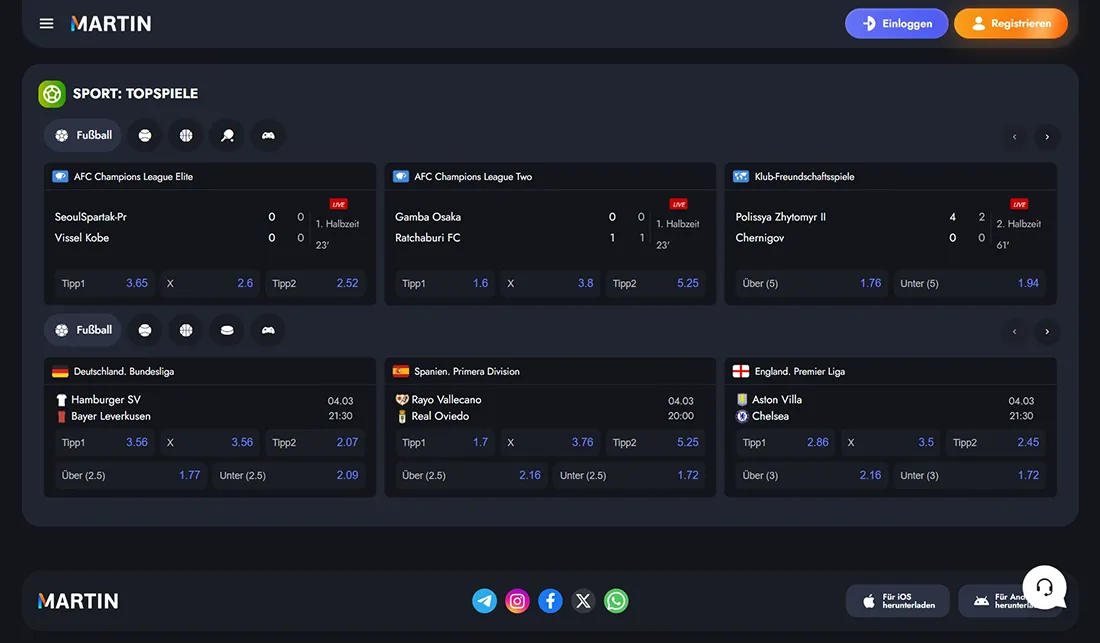 Martin Casino Sportwetten
