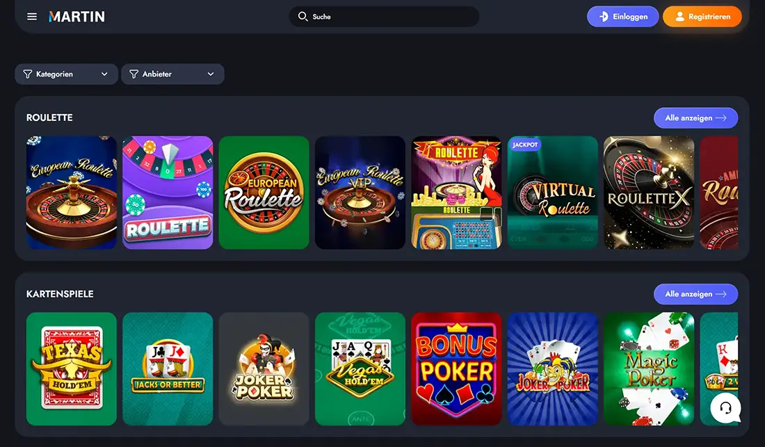 Martin Casino Tischspiele