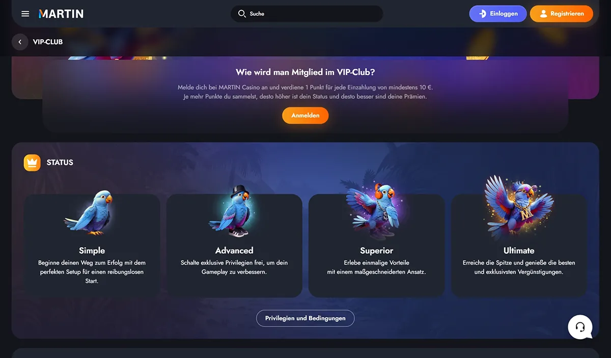 Martin Casino VIP-Programm